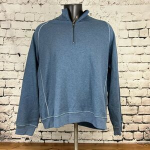 LL Bean Men's Sweater 1/4 Zip Pullover Traditional Fit Long Sleeve Blue Size XL